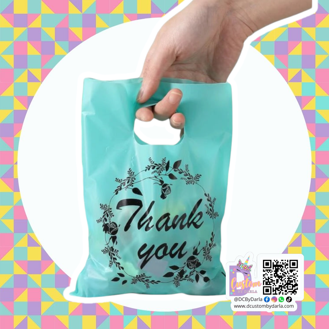 Blue thank you 6x8in merch bags