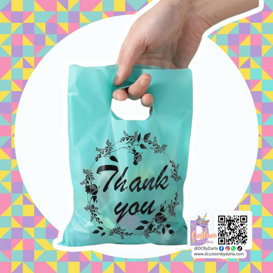 Blue thank you 6x8in merch bags