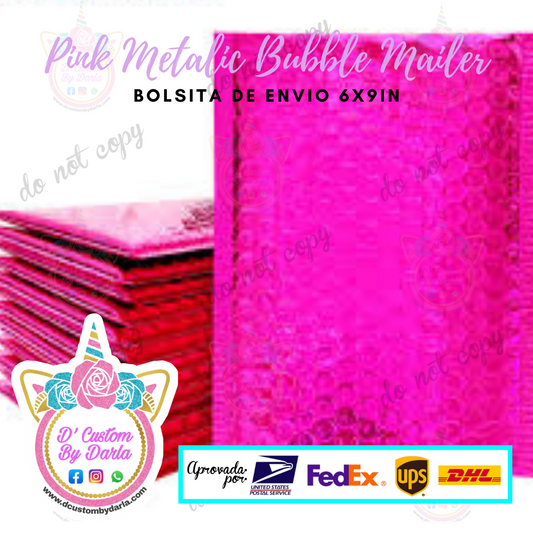 Hot Pink Metalic Bubble Mailers 6x9in