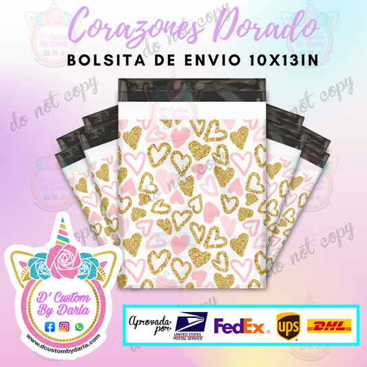 Corazones rosa/dorada 10x13in