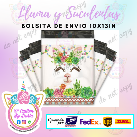 Llama y suculentas 10x13in