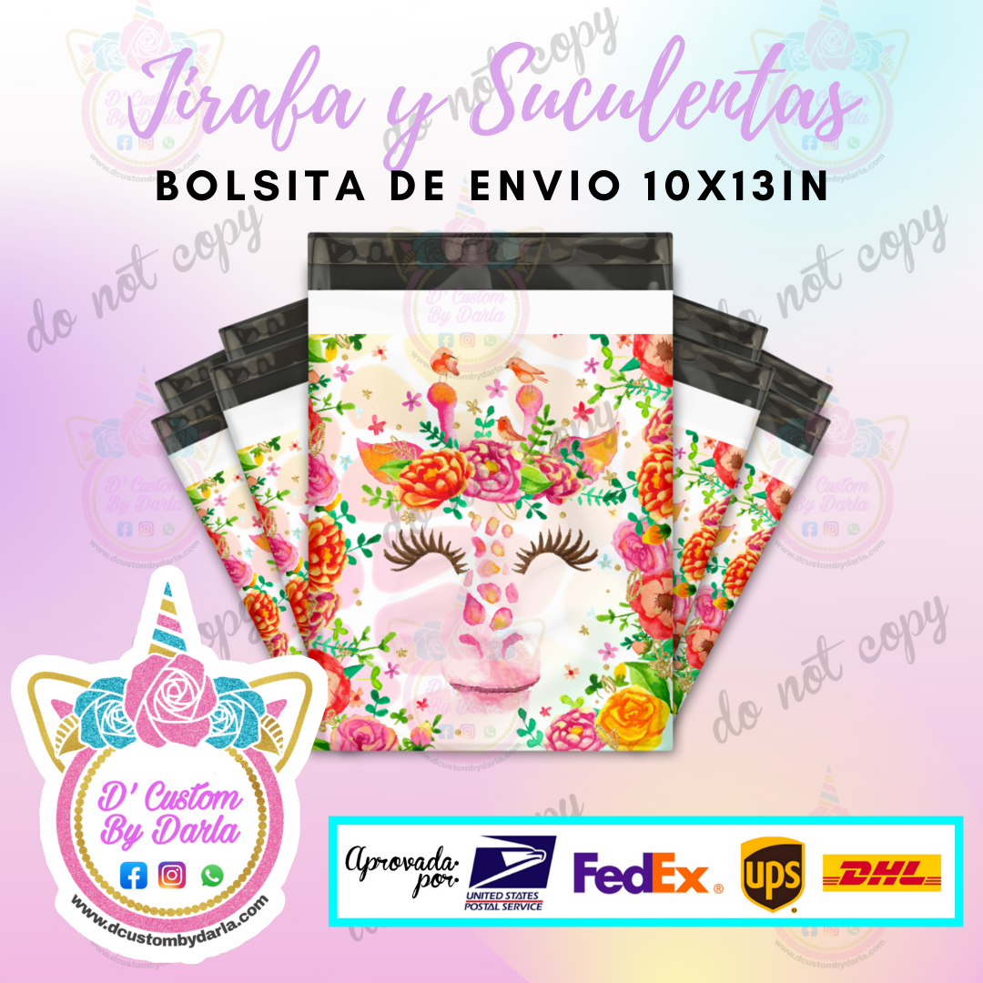 Jirafa y suculentas 10x13in