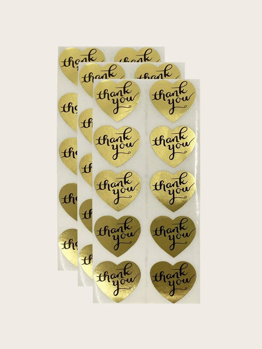 Gold heart thank you 1in