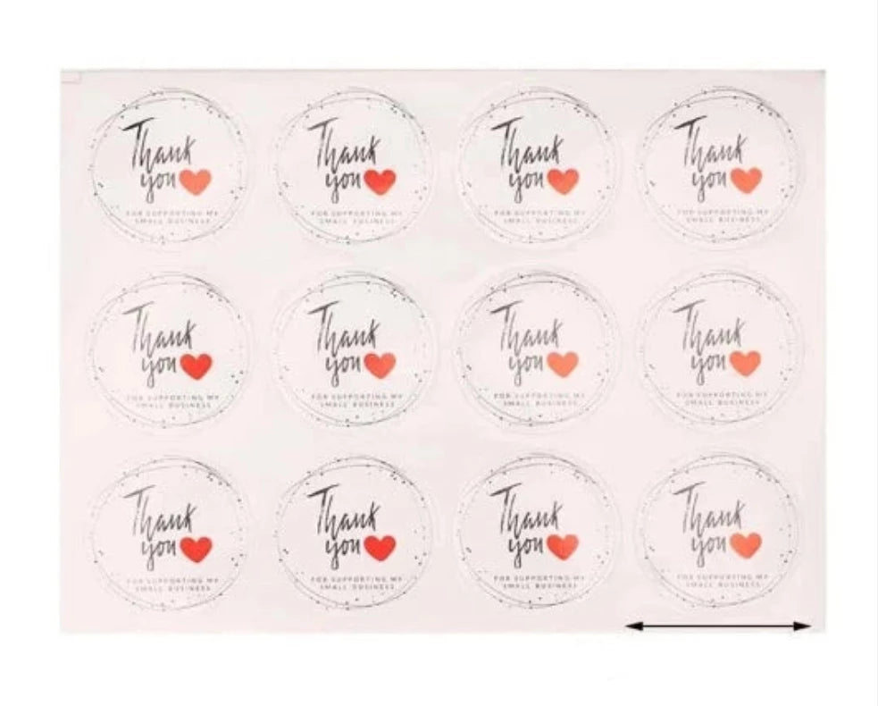 Withe thank youl 1.5in sticker (12pcs)