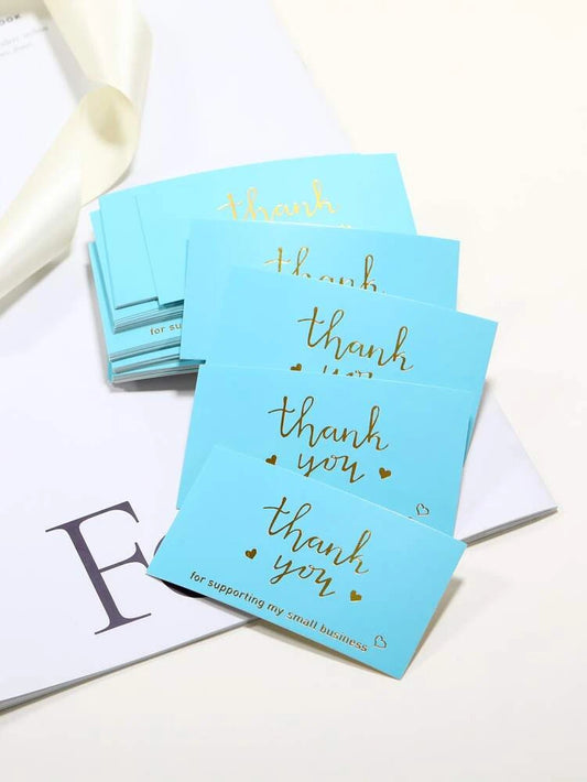 Blue and gold thank you card