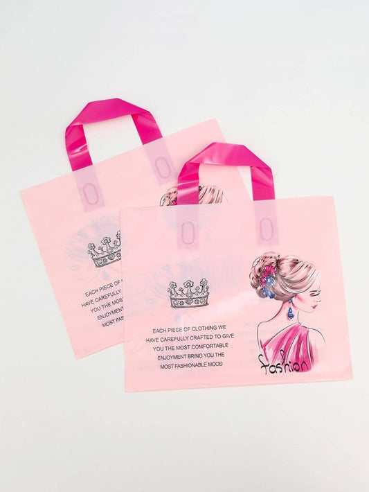 Lady Fashion pink shopping bag 9x12in