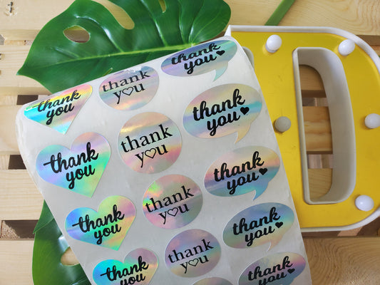 Holographic Thank you text bubble 1.5in