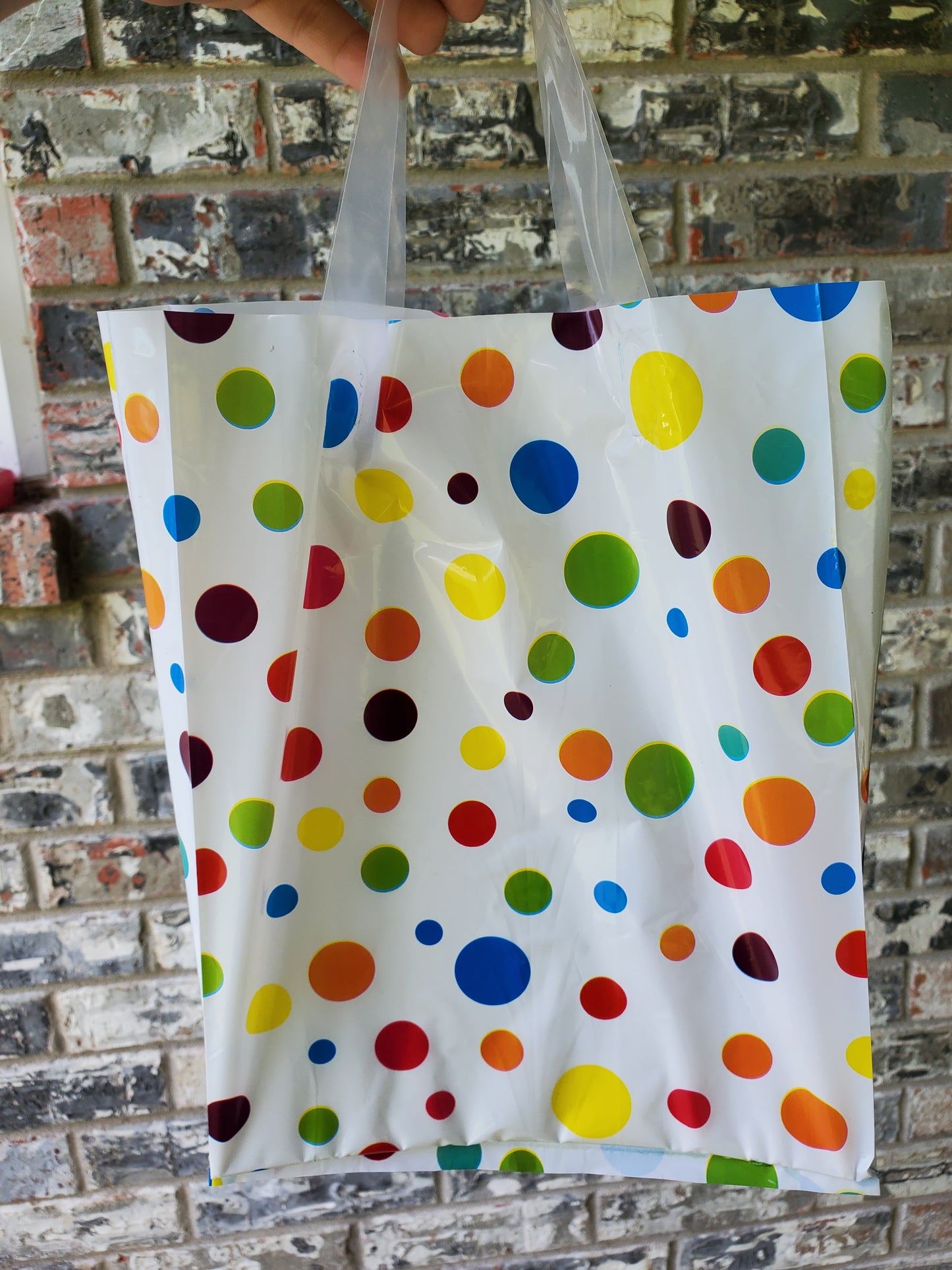 Rainbow dots 9x12in shopping bag
