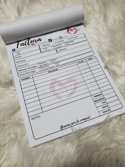 Custom Libreta de recibos o factura