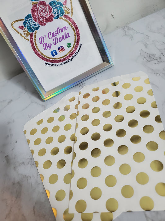 Gold dots paper bags 4x7in