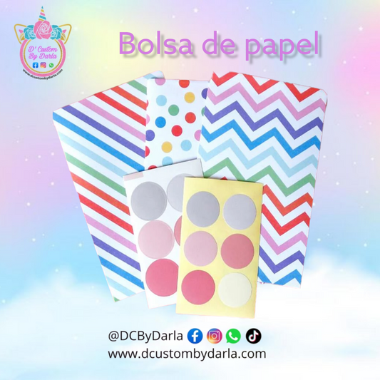 Colorful mix paper bags 4x6in + stickers