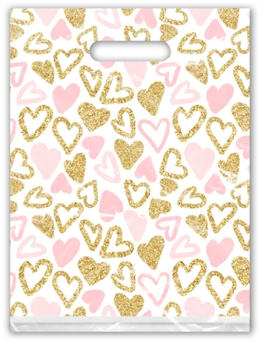 Corazones rosa/dorado 9x12in
