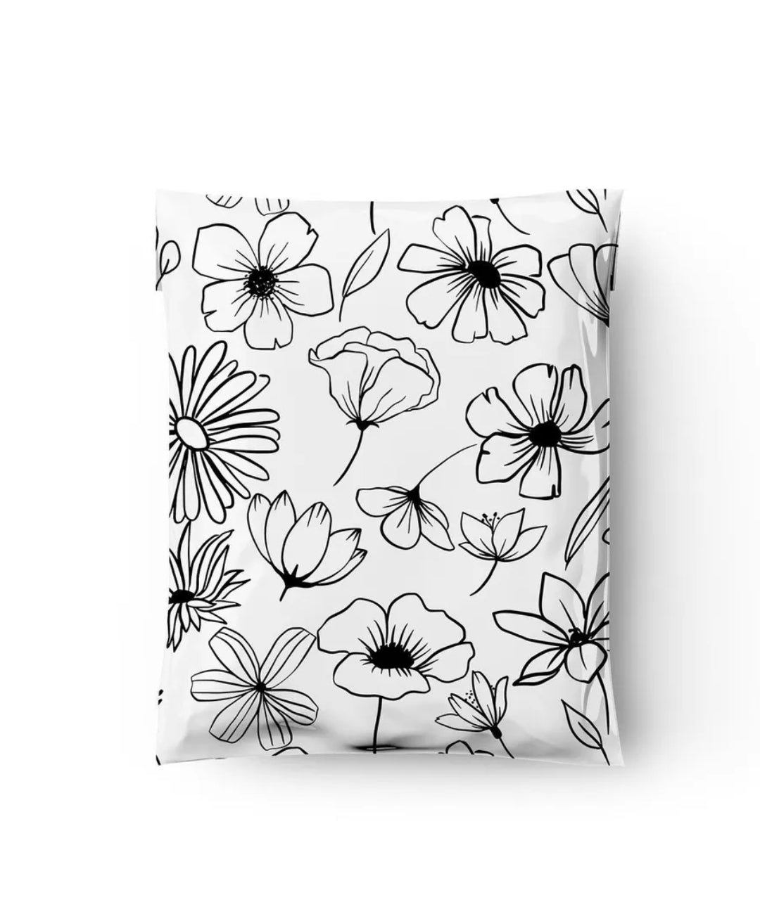 Black and White Sketched Floral  10x13in