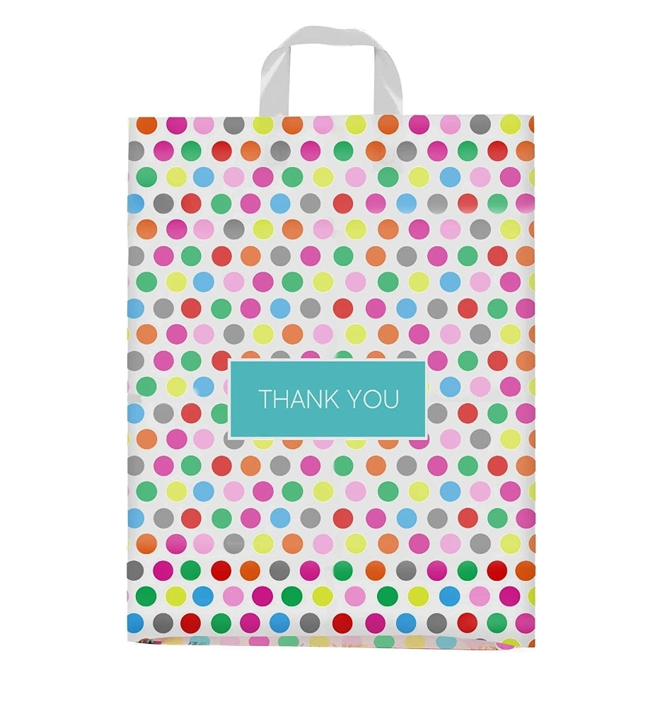 Rainbow dots 15x18in shopping bags