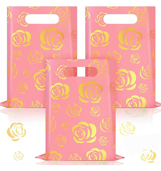 Gold Roses merchandise bag Pink 12x15in