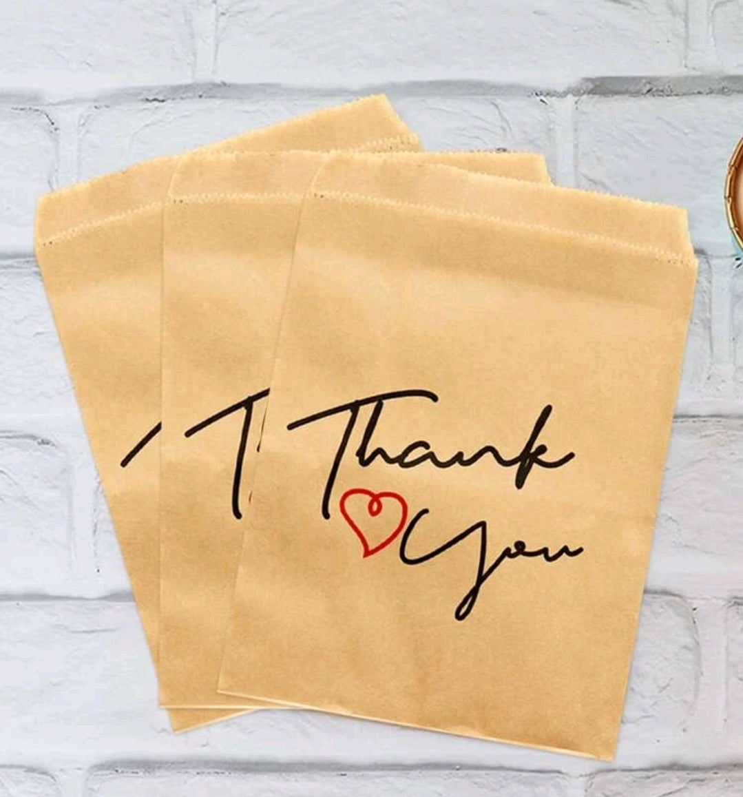 Thank you craft paper bags 4x6in + stickers