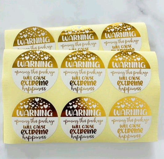 Gold warning 1.5in sticker (12pcs)