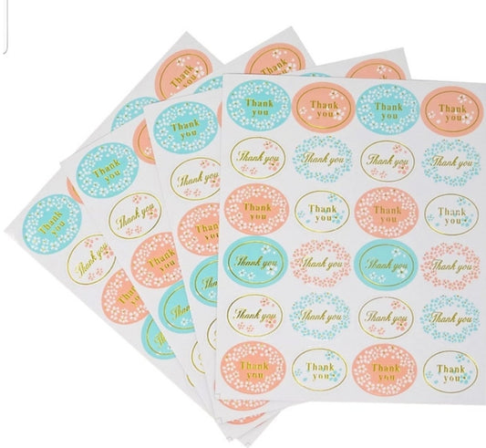 Gold pink and aqua 1.5in sticker (24pcs)