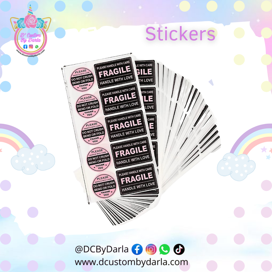 Pink black fragile 2x3in and do not bend 1.5in